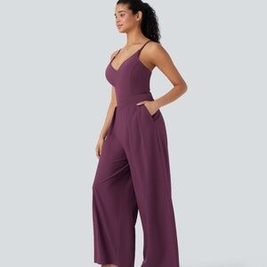 Halara Breezeful Backless Pocket Wide Leg Quick Dry Resort Slip Jumpsuit